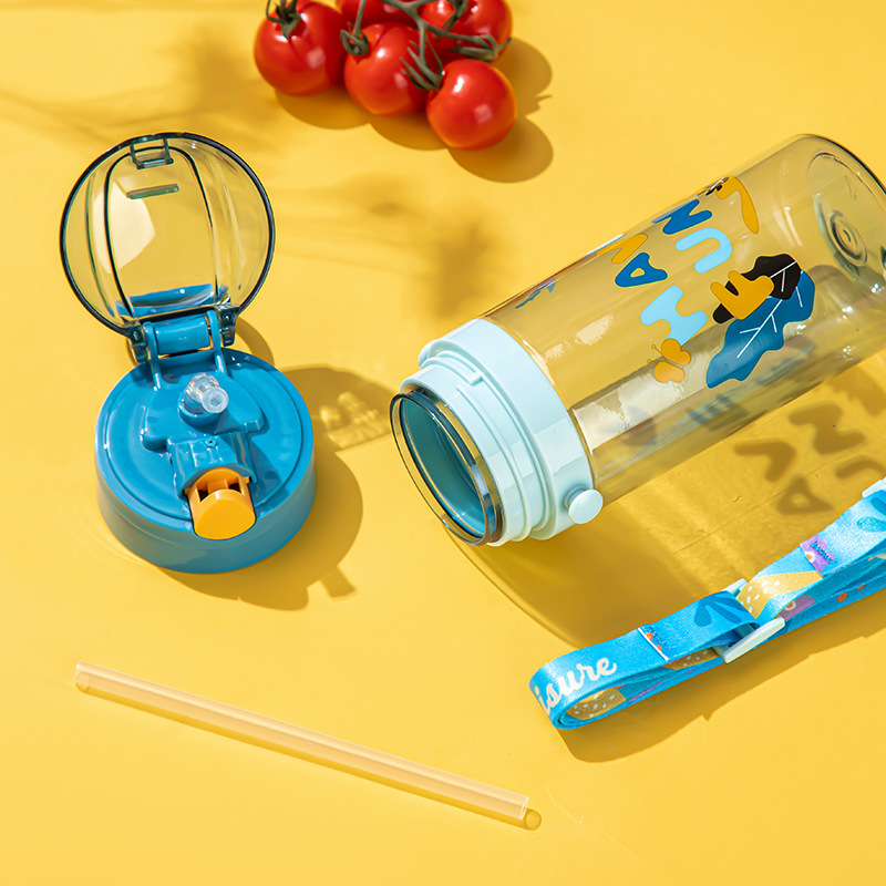 Changnuo Sports Water Cup for Students and Girls Strap for Boys and Children School Special Kettle Summer Portable Straw Cup
