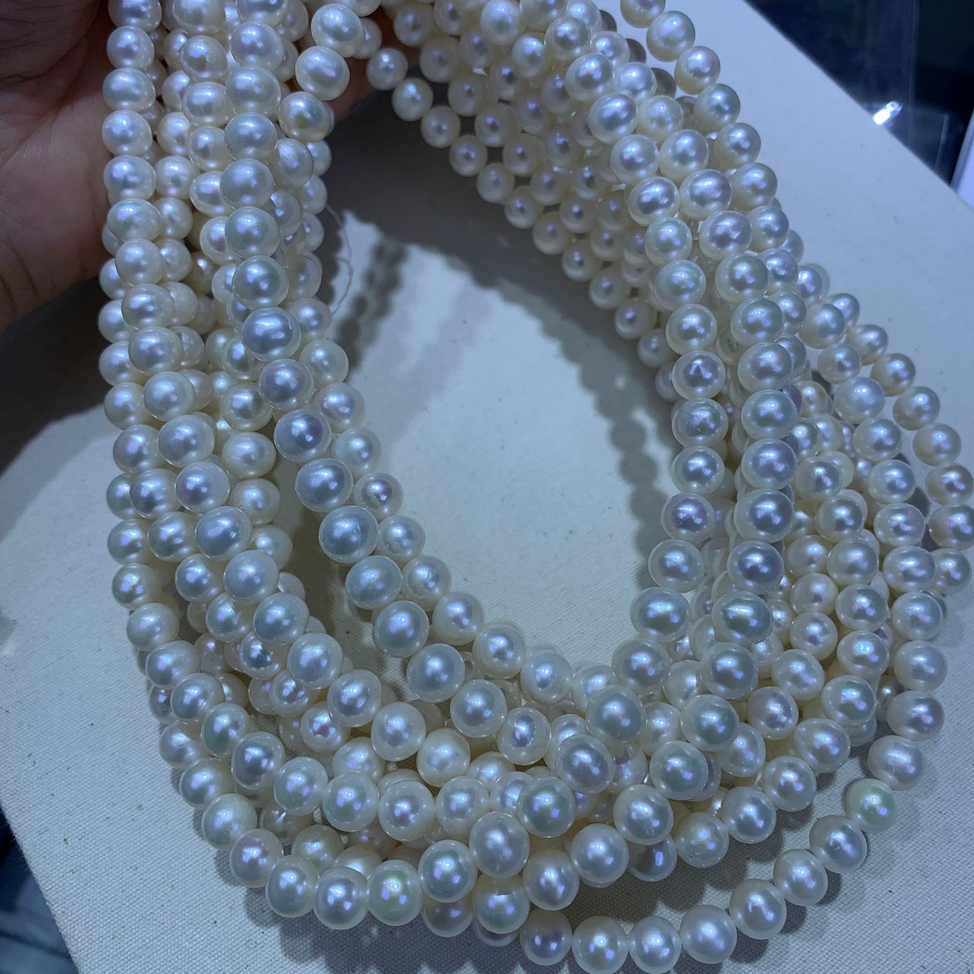 7-9mm Pearl Necklace Zhuji Natural Seedless Freshwater Pearl Necklace Nearly Round Strong Light with Very Slight Flaws Simple and Versatile