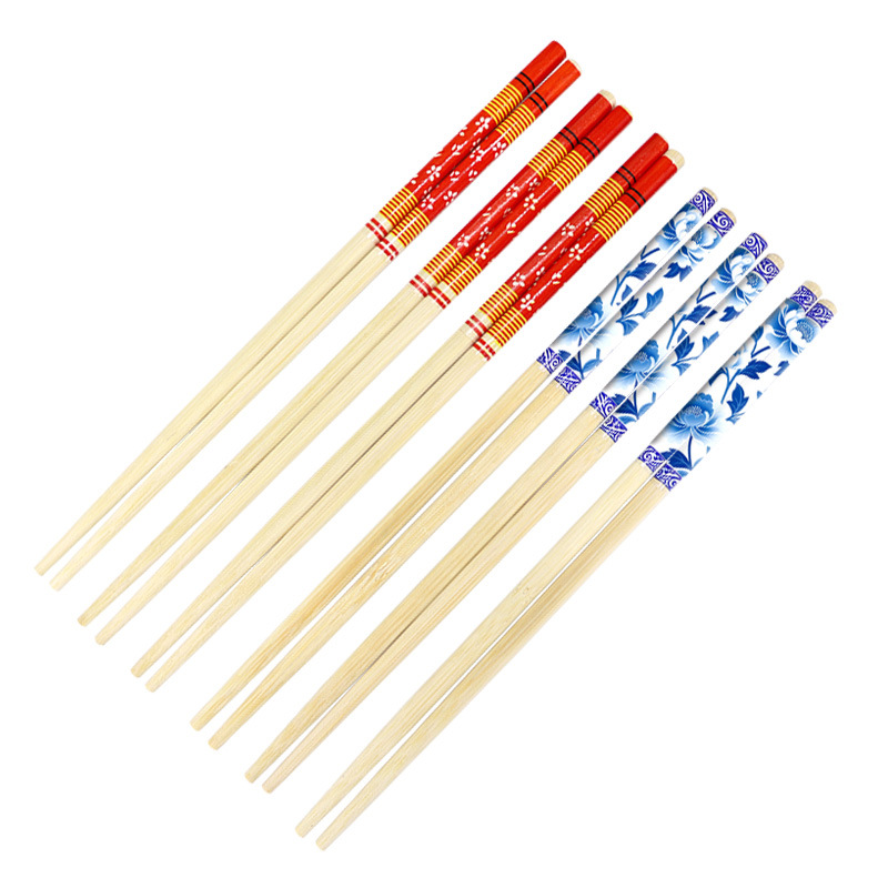 Factory Disposable Safflower Blue and White Porcelain Chopsticks Wedding Chopsticks Wedding Chopsticks OPP Individual Package Printed Bamboo Chopsticks