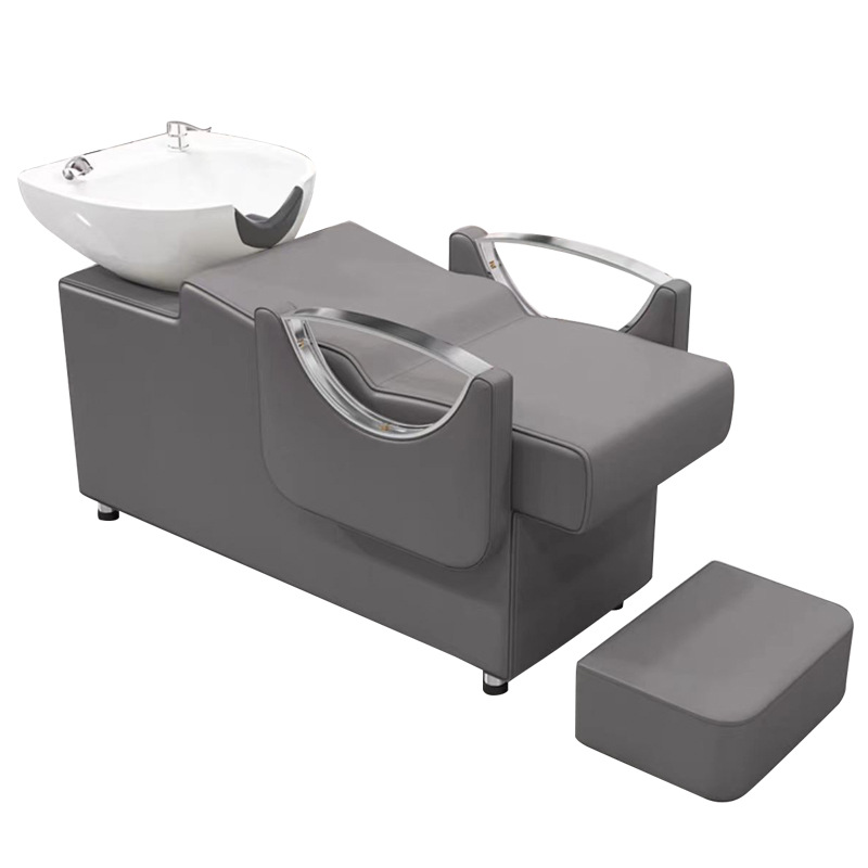 Shampoo Bed Barber Shop Semi-Lying Hair Salon Flushing Shampoo Bed Ceramic Basin Hair Salon Massage Flush Bed Shampoo Bed