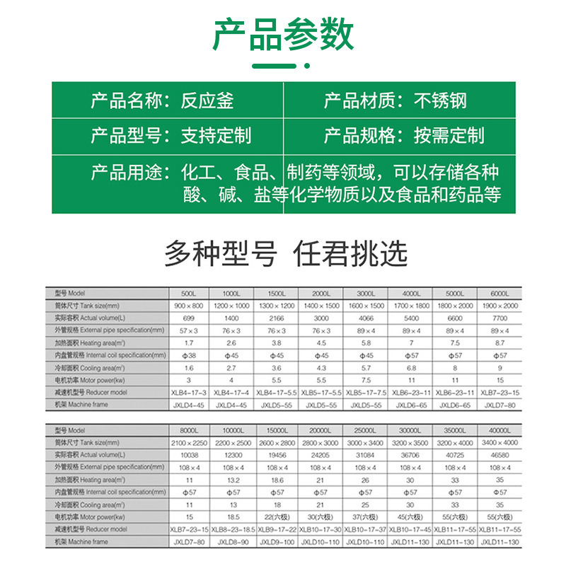 Stainless Steel Vacuum Reactor High Temperature and High Pressure Reactor Pharmaceutical Chemical Food Electric Heating Double-Layer Mixing Tank