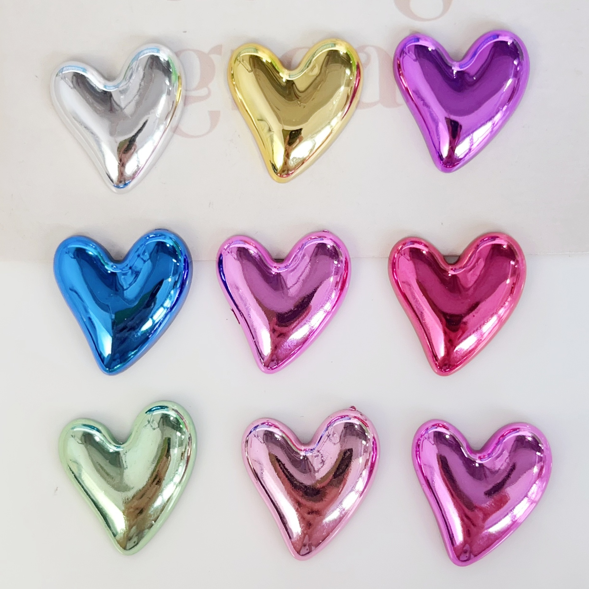 Colorful High-End Electroplating Heart Crooked Peach Heart DIY Jewelry Accessories Hairpin Bag Mobile Phone Case Hole Shoe Material
