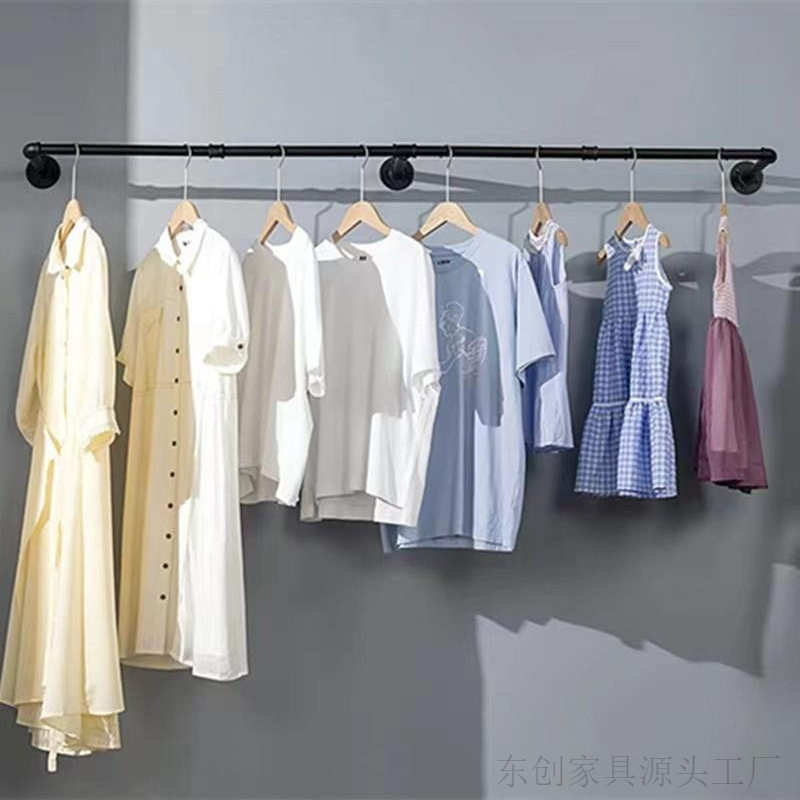 Clothing store shelf display rack industrial water pipe wall hanger men's and women's clothing wall hanging display rack