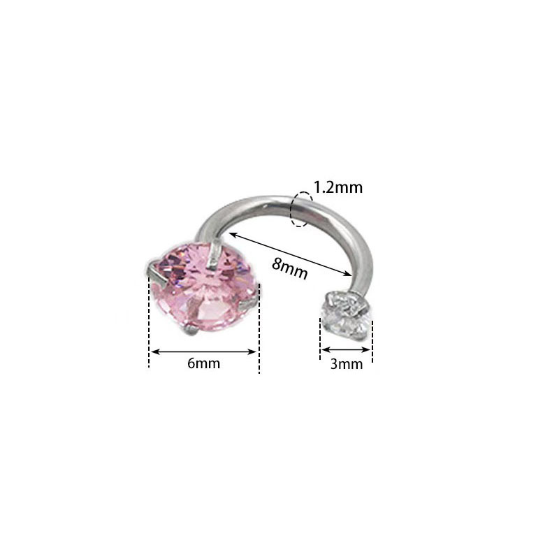 Super flash 316F horseshoe ring zircon ear bone nail ear bone ring earrings no allergy puncture jewelry