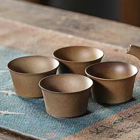 Retro small size capacity 50ml coarse ceramic tea cup tea cup household living room office outdoor stove batch delivery