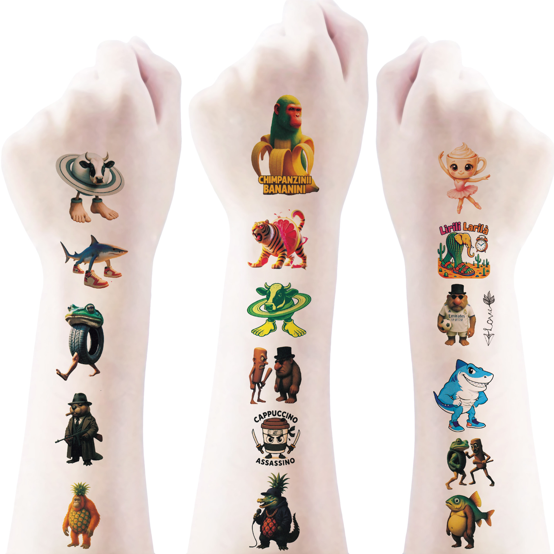 Cross-Border New Cartoon Mountain and Sea Scripture Tattoo Stickers for Children's Cute Party Activities Temporary Arm and Face Tattoo Stickers