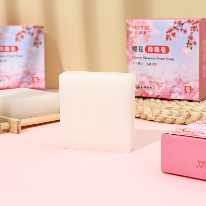 [Yilina] Cherry Blossom Pearl Soap Cherry Blossom Oil Soap Handmade Soap Cleaning and Moisturizing 70G