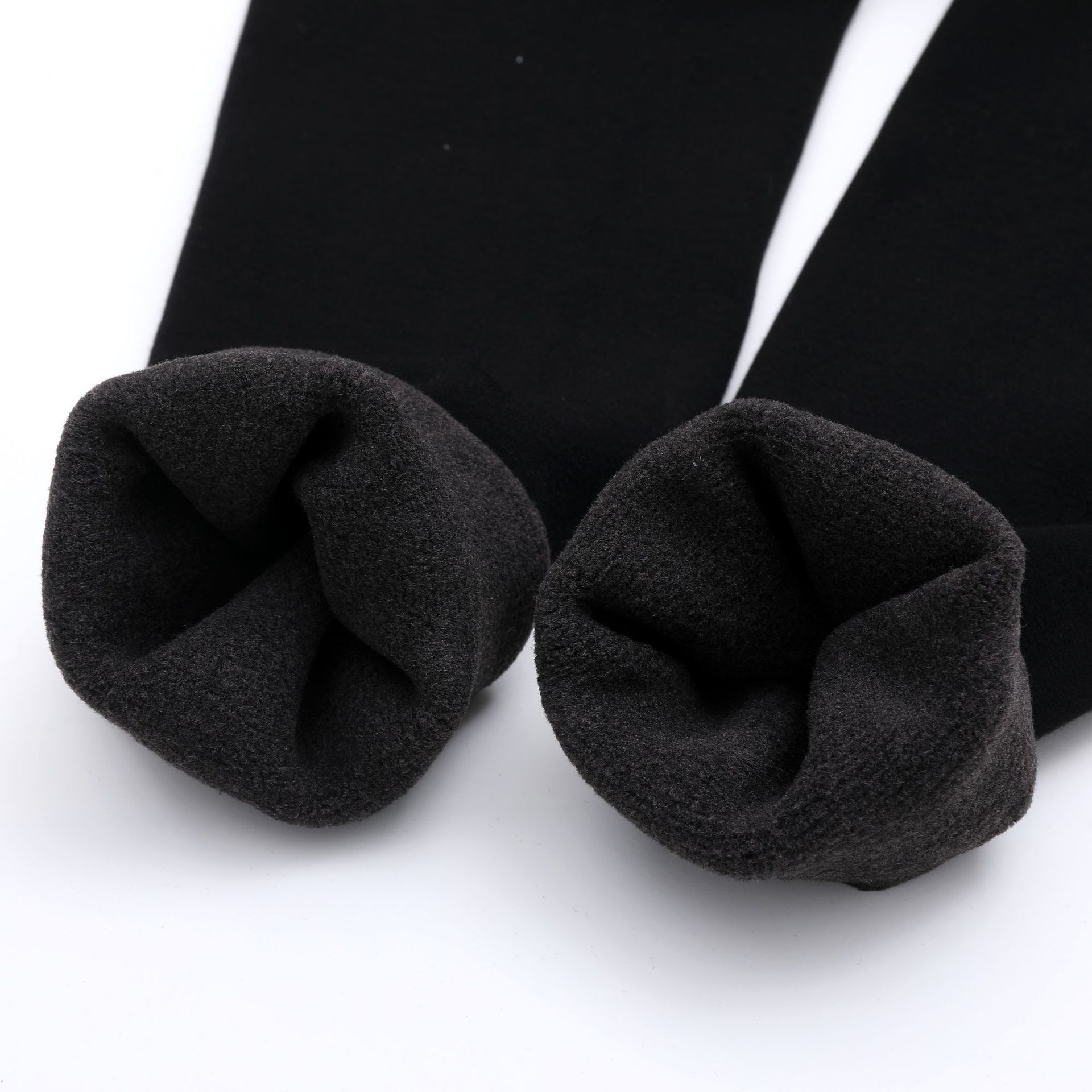 Women's Winter fleece-lined Thickened Small Black Pants Combed Cotton One-Line Crotch Bottoming Warm Outer Wearing Cropped Pants