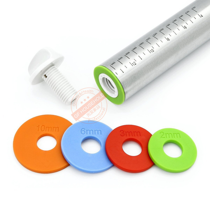 Amazon 17inch Stainless Steel Rolling Pin Kneading Mat Set Adjustable Thickness Rolling Pin with Scale for Baking