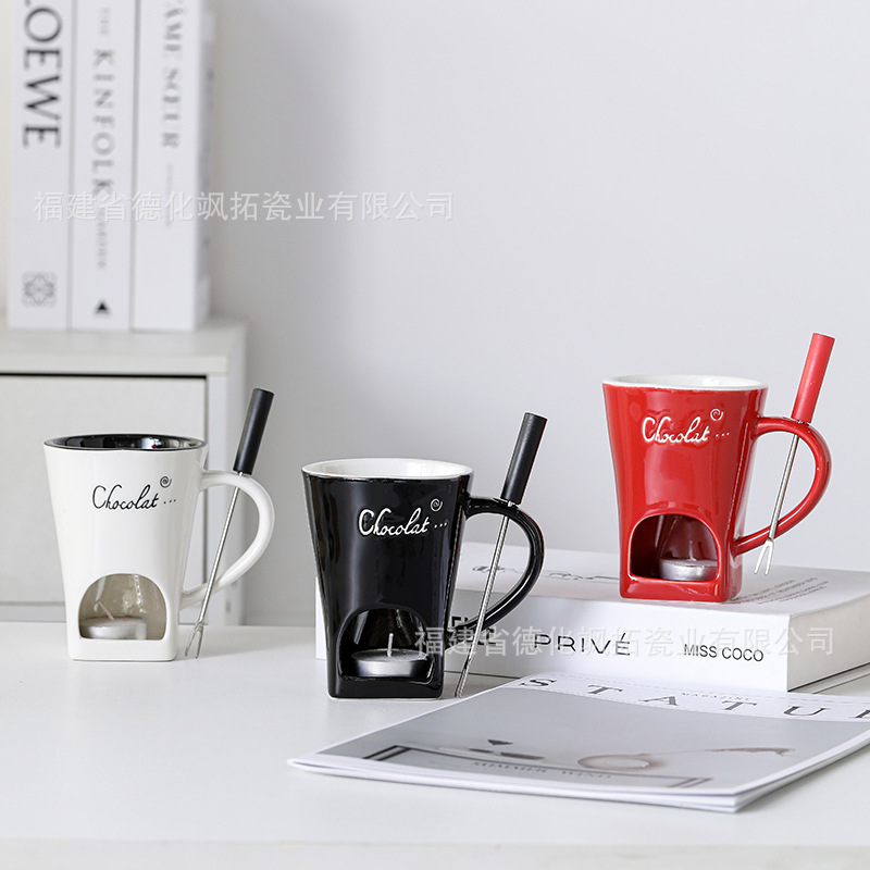 Керамическая чаша для фондю, цветная, для шоколада и сыра, чаша для нагрева масла