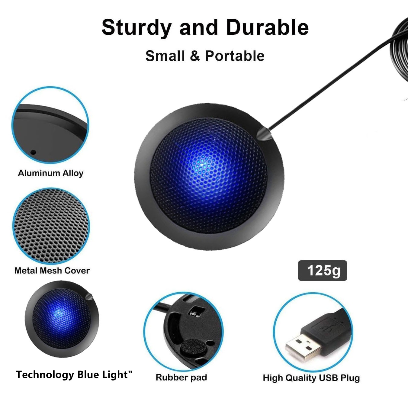 USB Desktop Computer 3m Sound Pickup Desktop Radio Video Voice Omnidirectional Conference Microphone Network Live Broadcast Microphone