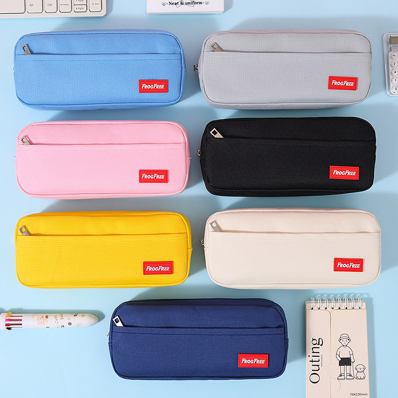 Large-Capacity Pencil Case, Simple and Three-Dimensional, Square-Shaped, Large-Capacity Oxford Cloth Pencil Case for Primary School Students, Wholesale Stationery for Students