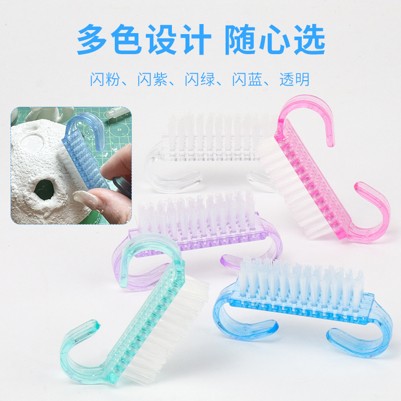 Wholesale color nail brush to nail dust horn powder dust brush new nail tools cleaning and polishing nail brush