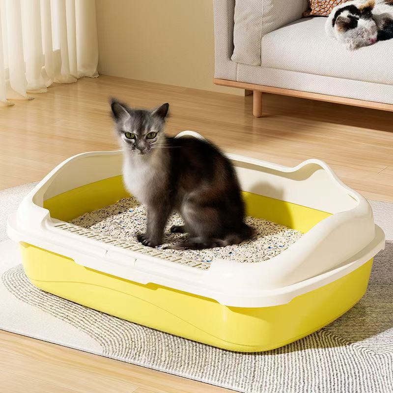Cross-Border Cat Litter Box, Extra-Large Semi-Enclosed Cat Litter Box, Anti-Tracking Open Cat Litter Box, Extra-Large Cat Supplies