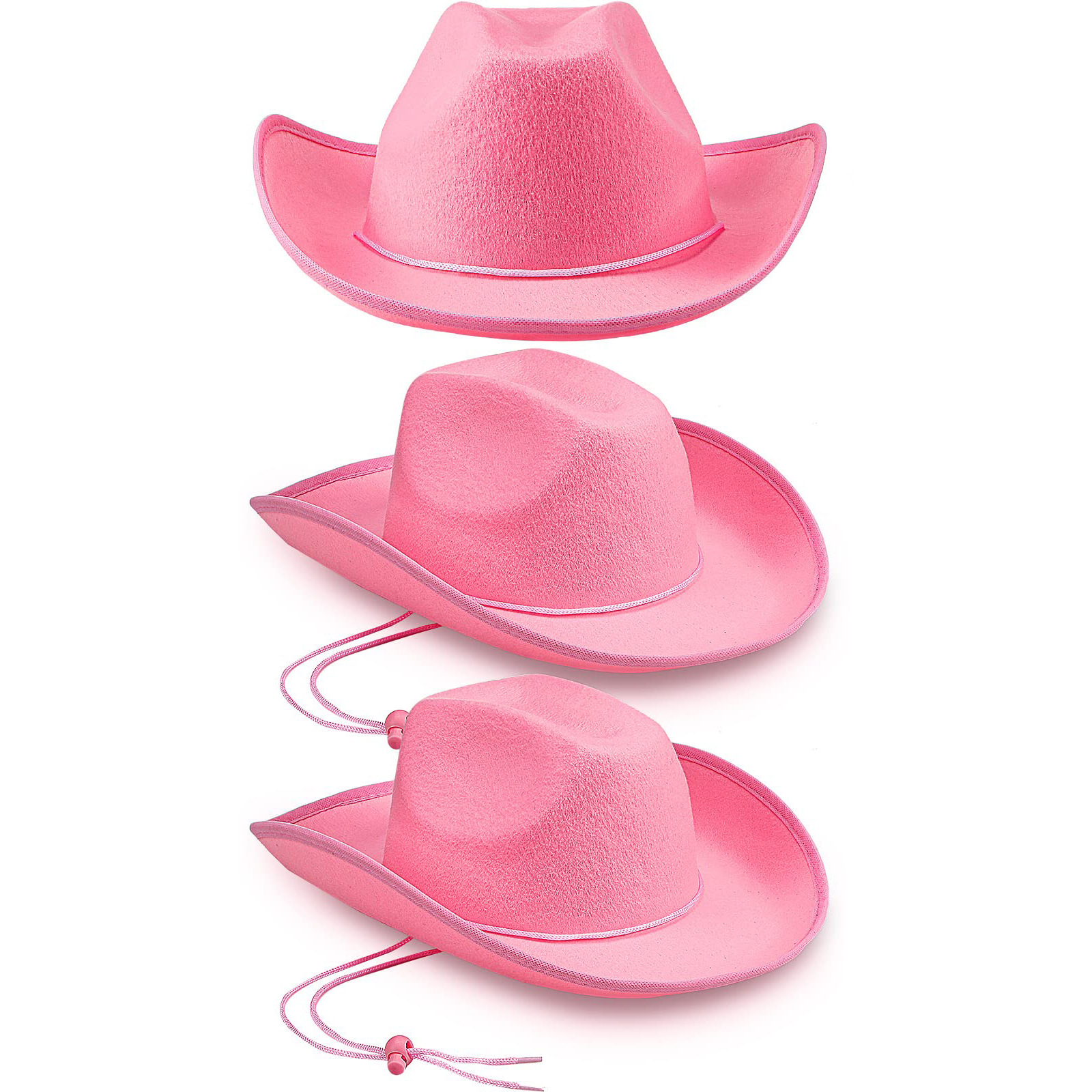 European and American Pink Trimmed Cowboy Hat Western Christmas  Character Cosplay Women's Party Costume Cowboy Hat