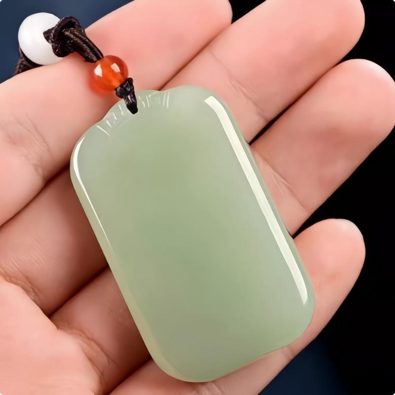 Natural Hetian Jade Color Afghan Jade High-End Peace Pendant for Men and Women, Blue and White Jade Can Be Engraved