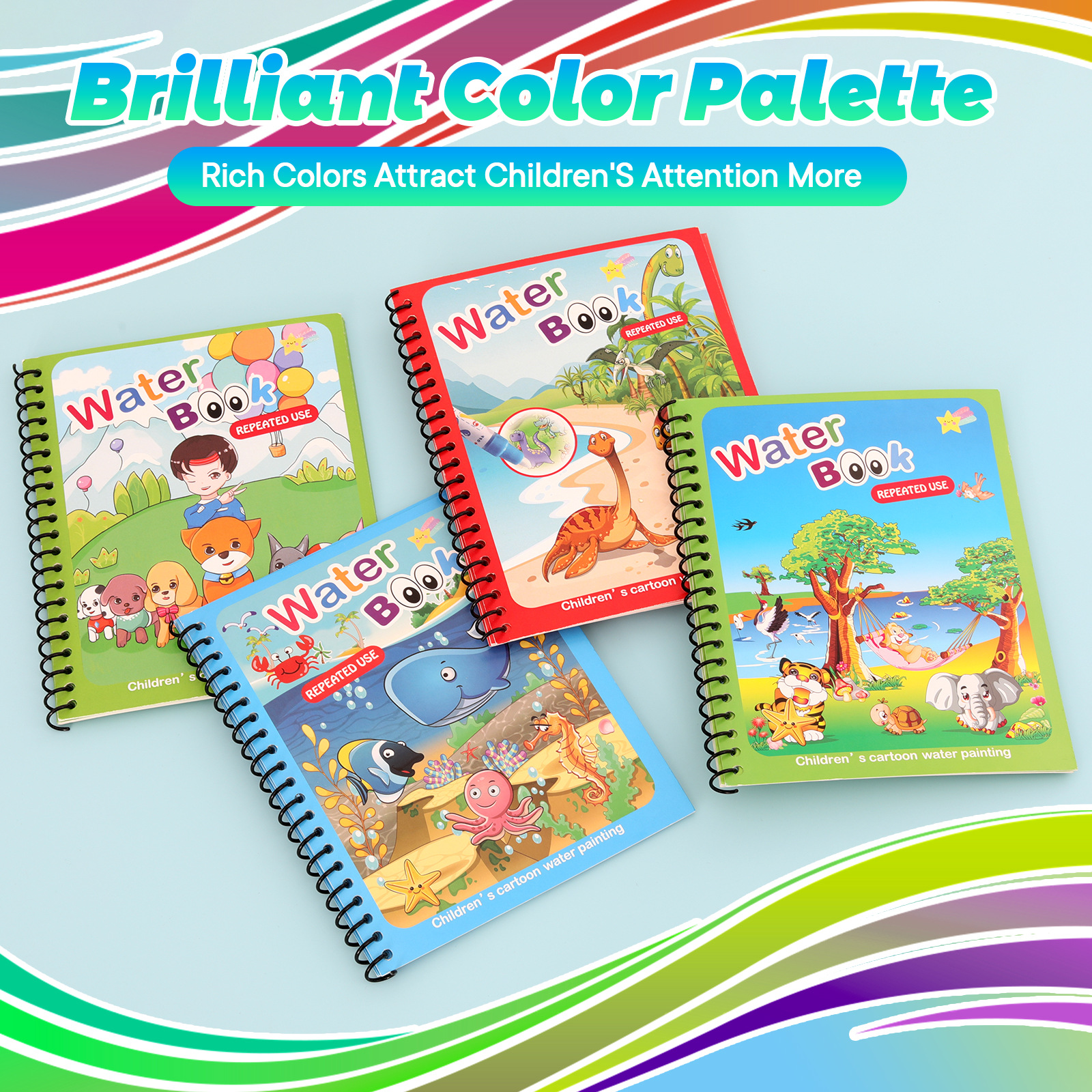 Children's magic puzzle water Painting Book repeated graffiti water hand painting book kindergarten coloring can be reused