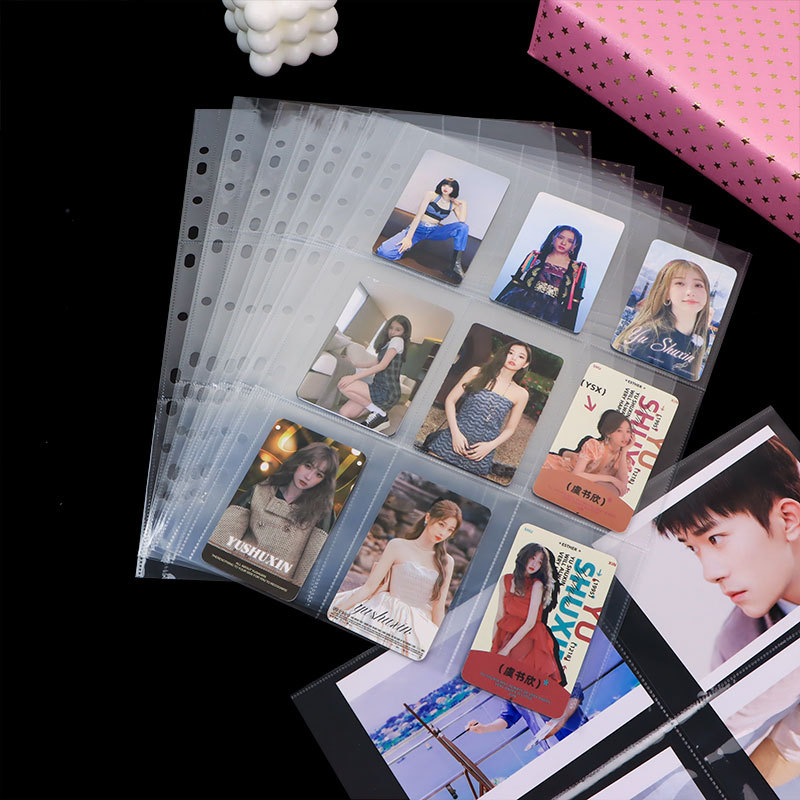 Highly Transparent A4A5A6A7 Loose-Leaf Card Book with Nine Grids and Four Grids Star Peripherals Star Chasing Small Card Storage and Replacement Core Wholesale