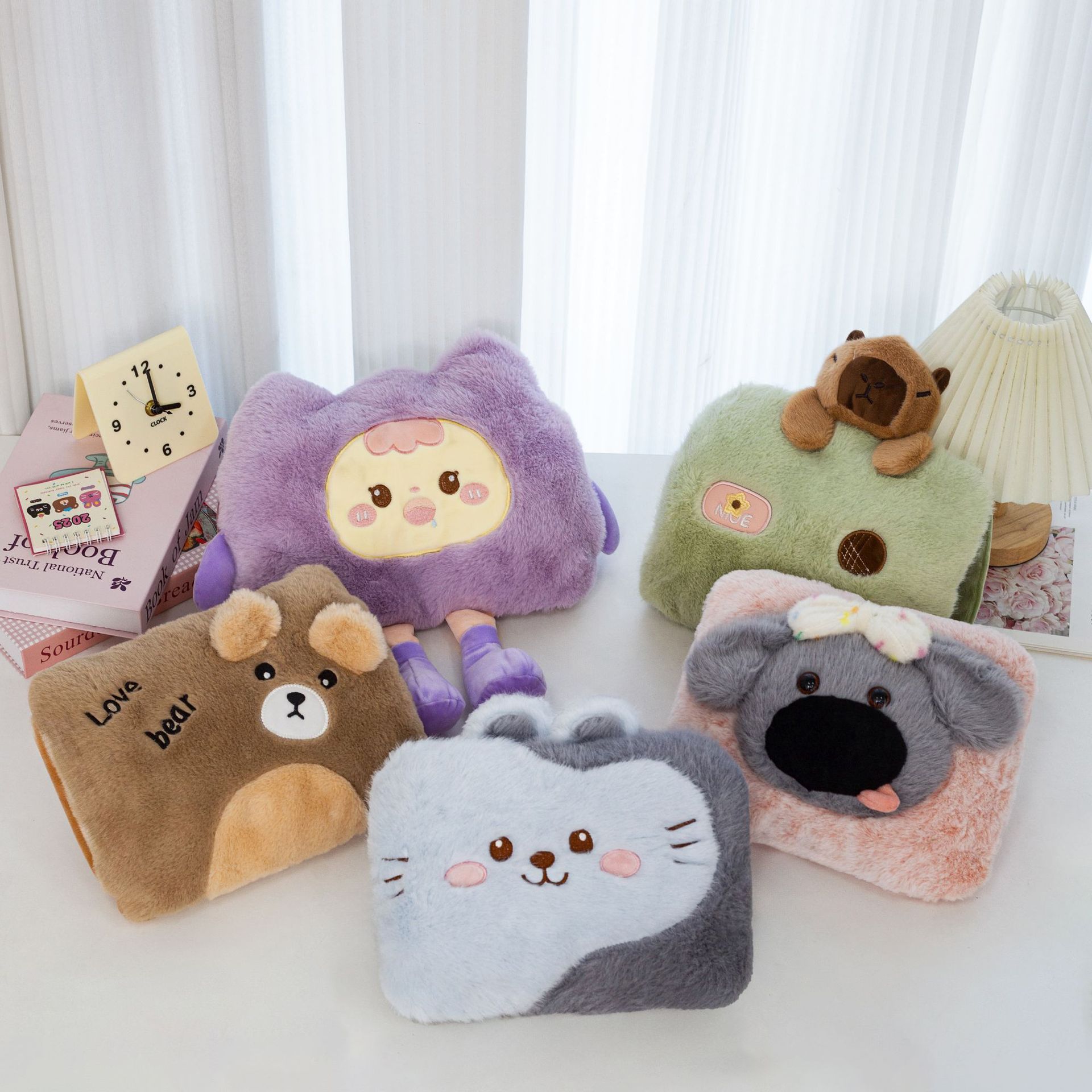 Electric Hot Water Bottle Hand Warmer Rechargeable Automatic Power Off Hot Water Bottle Cute Cartoon Plush Hand Warmer Bag Warmer Baby Wholesale