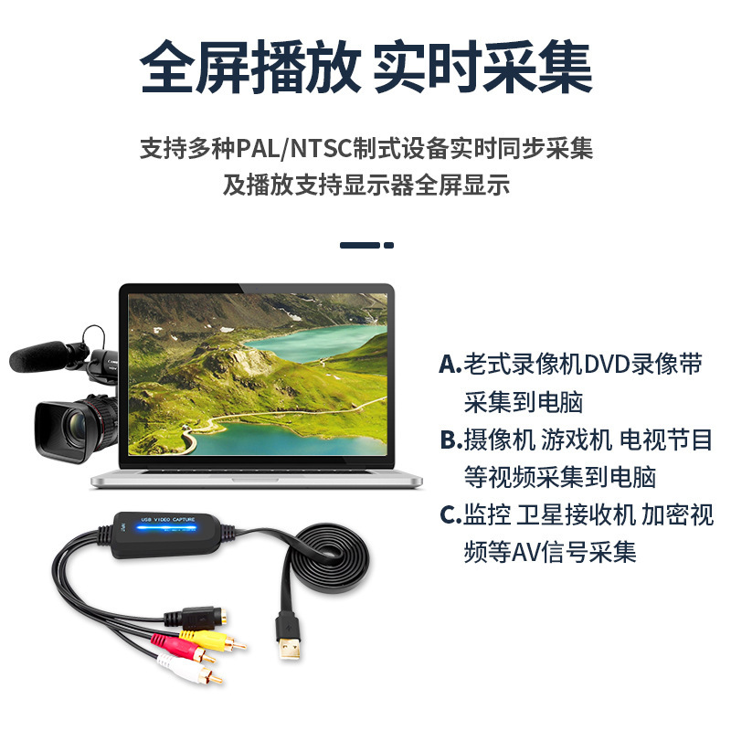 Cross-border AV video capture card with chip single-way USB video capture card AV signal to USB driver-free