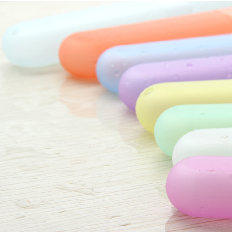 Travel Portable Toothbrush Box Colorful Candy Color Transparent Toothbrush Bucket Wheat Straw Toothbrush Cup Ready for Sale