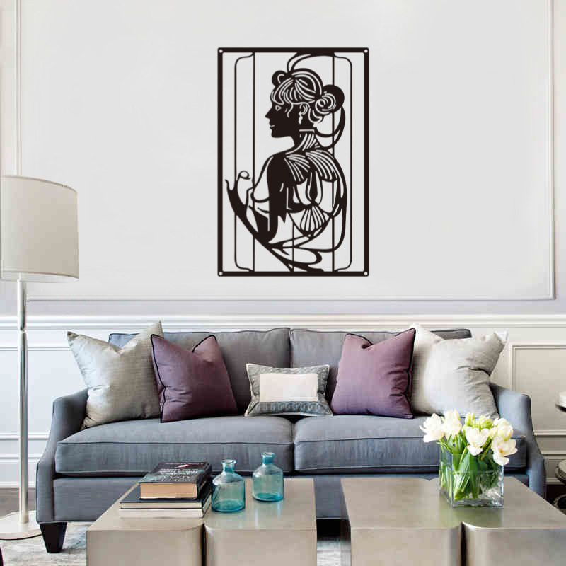 Light Luxury and Simple Cross-Border Iron Plate Painting Metal Wall Decoration Poster Study Living Room Bedroom Decoration Painting Colorfulful Woman Decoration