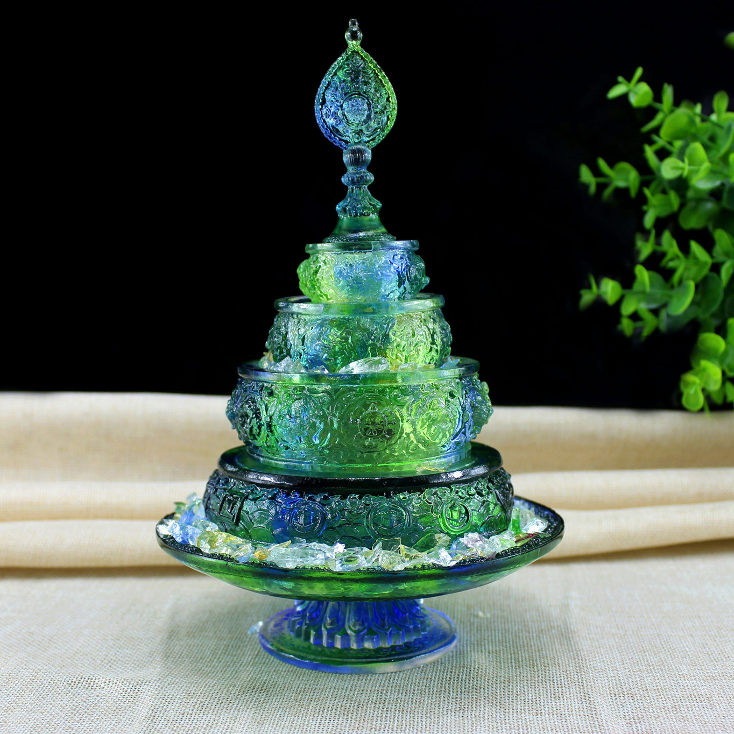 Древняя глазурь Фэнмин, Непал, восемь удачных камней, резная пластина Манза для стола