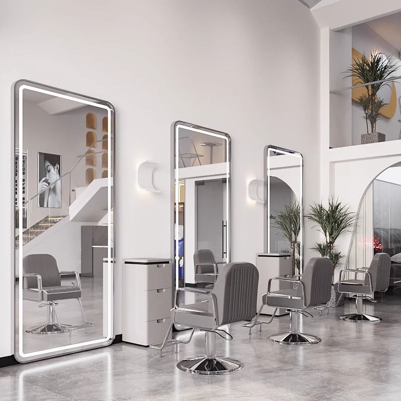 Trendy Hair Salon Mirror Table Hair Salon Mirror Hair Salon Special Haircut Mirror Simple with Led Light Wall-Mounted Single-Sided Mirror