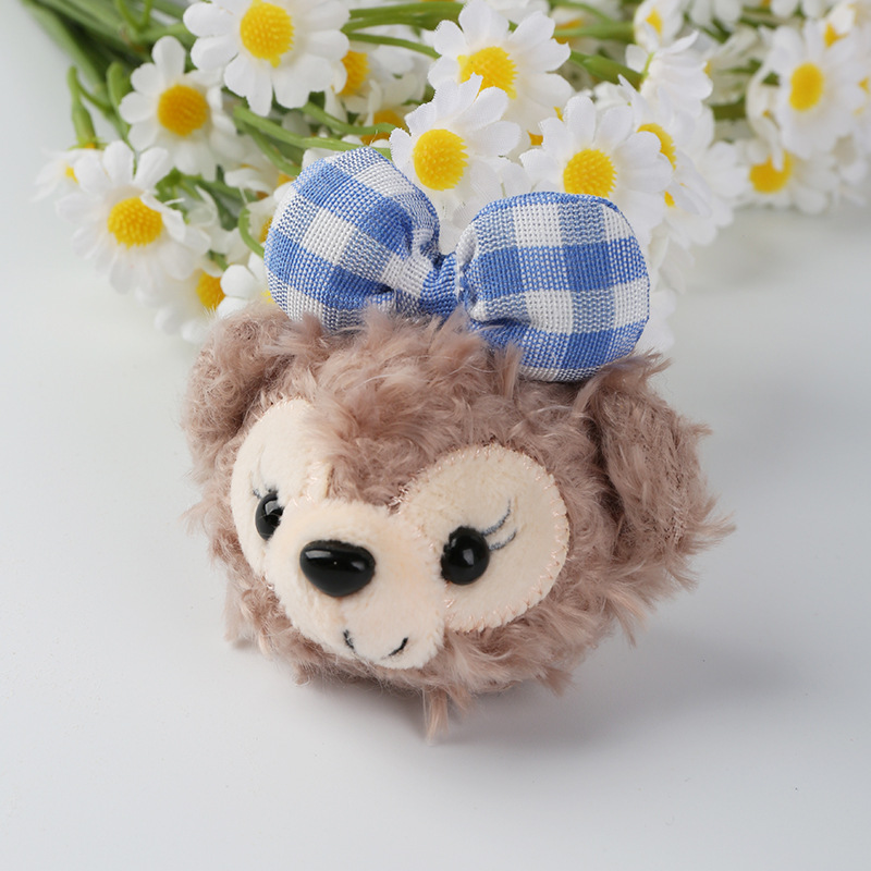 Cute Cartoon Duffy Bear Head Shirley Rose Plush Toy Hairpin Bag Accessories Wholesale Doll