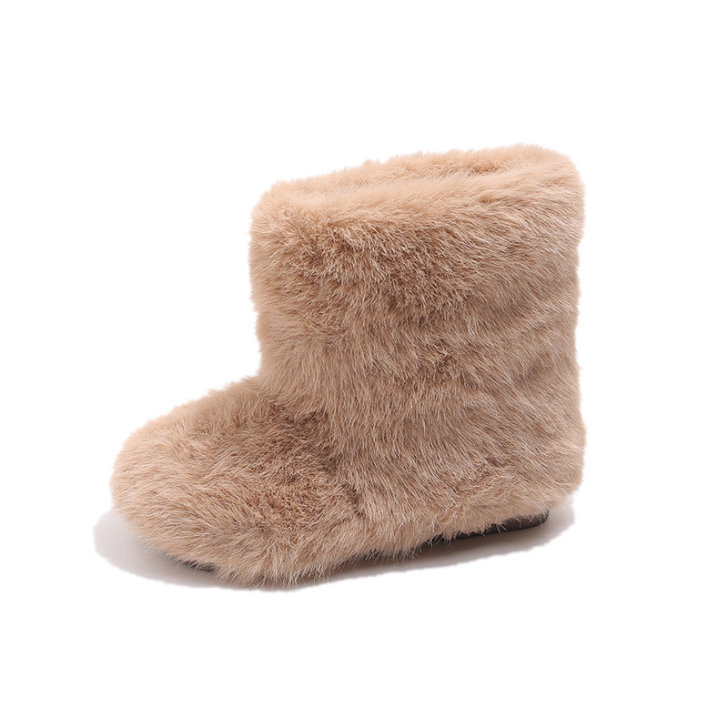 2025 Winter New Girls' Fluffy Furry Fashion Children's Furry Shoes Boys' Plush Boots Warm Short Boots Children's Shoes