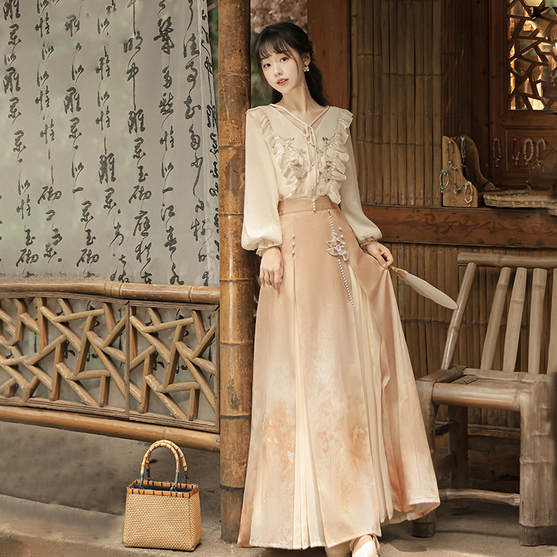 Original design autumn evening Chinese style women's clothing Chinese element Chinese clothing top overskirt suit 8829