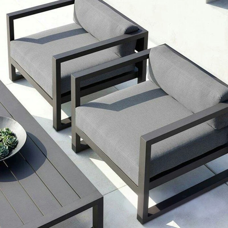 Hotel Garden Outdoor Aluminum Alloy Sofa Coffee Table Combination Villa Courtyard Sun Room Sofa Waterproof Sun Protection Furniture