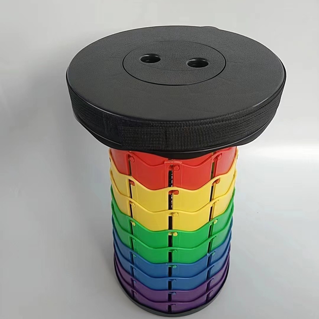Folding Stretch Outdoor Travel Travel Travel Stall Fishing Portable Storage Shoulder Rainbow Folding Stool