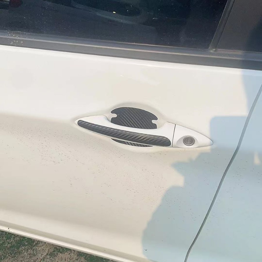 Car Carbon Fiber Pattern Door Bowl Sticker Universal Door Handle Protective Sticker Paint Anti-Scratch Protection Sticker Anti-Collision Strip Decorative Sticker
