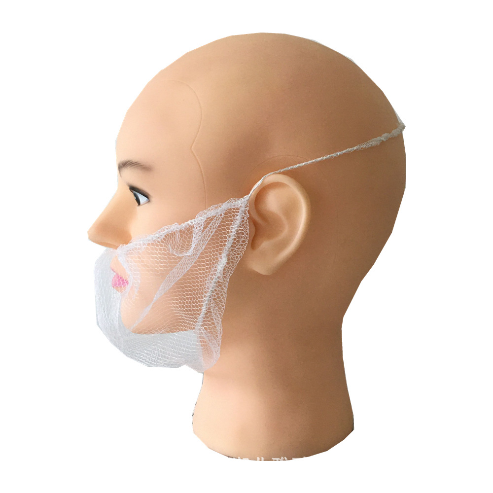 Disposable beard sleeve manufacturers dust-proof breathable beardcover manufacturers supply white nylon mesh