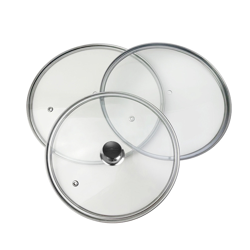 Pot Lid Household Transparent Tempered Glass Soup Pot Steamer Cooking Pot Lid 32cm Stainless Steel Round Soup Pot Lid