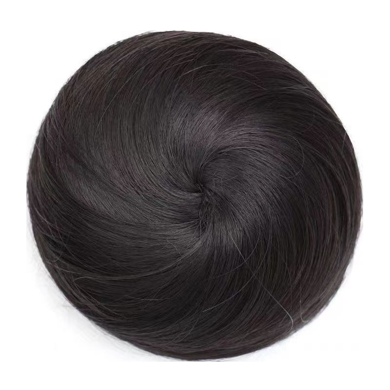 Manufacturer Wholesale Short Straight Hair Bun Wig for Women, Bun Hairstyle, High-Temperature Silk Lazy Hair Band, Fluffy Retro