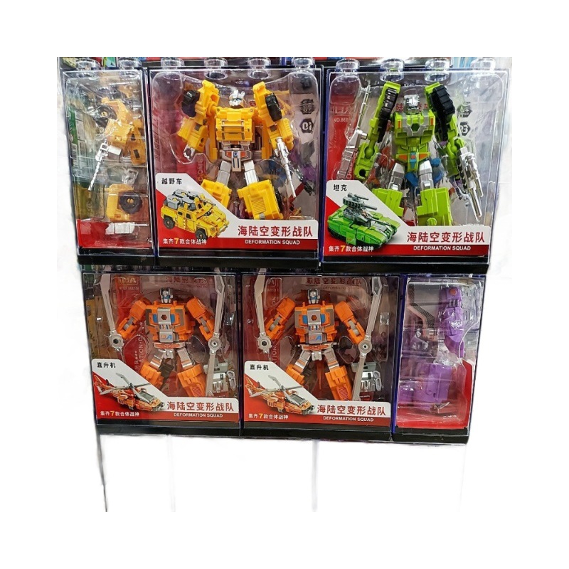 Cantonese Star Sea, Land and Air Transformation Team Boy Robot Combination Model Helicopter Armor Tank Seven-In-One Toy
