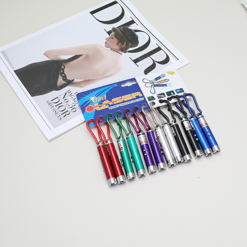 Laser pointer banknote checking flashlight three-in-one infrared cat stick sales office driving school long-range pointer keychain