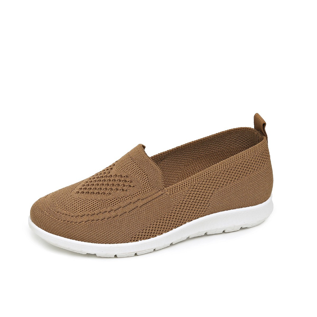 Spring and Summer New Style Shallow Mouth Fly Woven Shoes, Lightweight and Comfortable Shoes for Middle-Aged and Elderly People, Breathable Flat Shoes, Slip-On Shoes