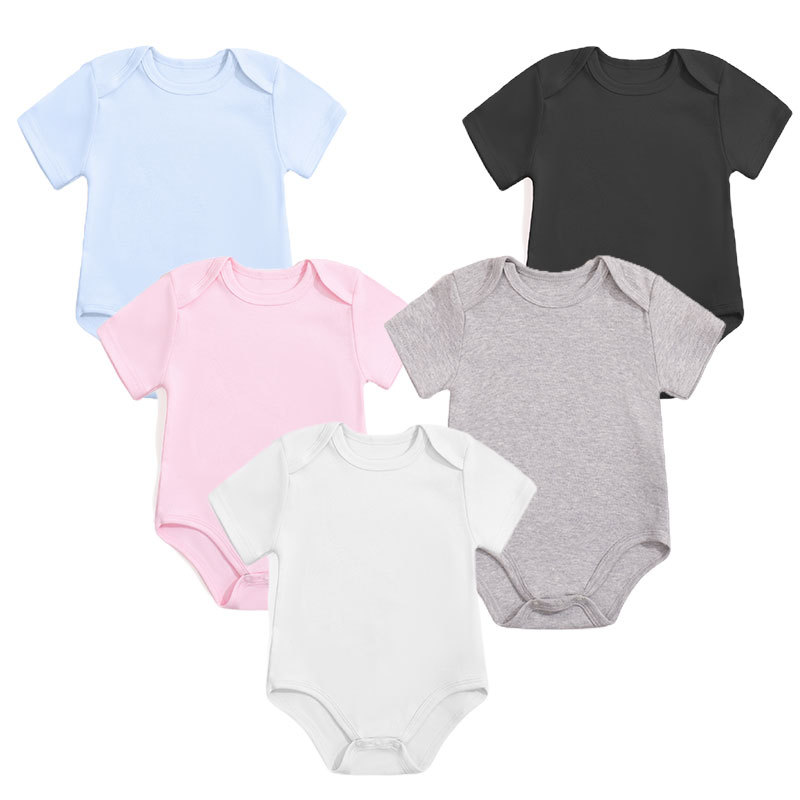 Cross-border Baby Short-sleeved Triangle conjoined Hatshirt Newborn Cotton Solid Color Short-sleeved Hatshirt Bag Fart Clothes Climbing Wear Summer Class A