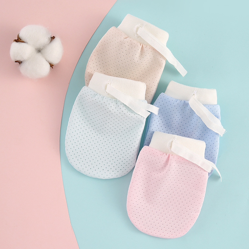 Foreign Trade Baby Anti-Scratch Mesh Gloves, Summer Thin Breathable Cool High-Elastic Drawstring Adjustable Baby Gloves