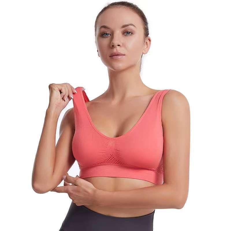 Tumu Cross-Border Yoga Sports Bra Cut Out Mesh Breathable Hole Large Size No Rims Sports Bra Vest for Women