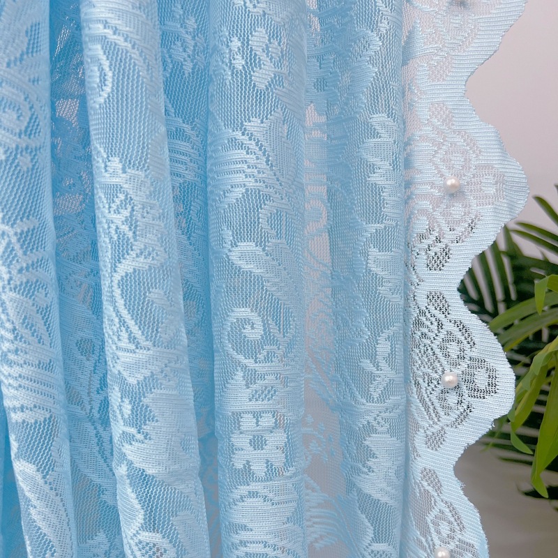 145 Beaded Phoenix Tail Lace Yarn Fabric Pearl Lace Window Screen French Princess Balcony Living Room Finishweave Lace Yarn