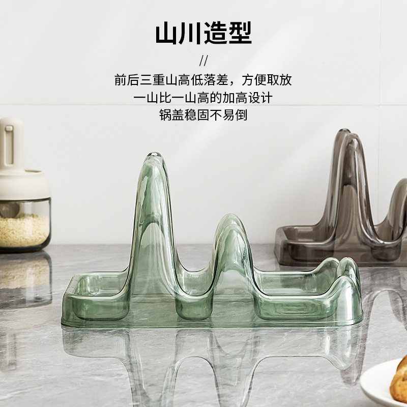 Kitchen Pot Lid Rack Countertop Storage No-Drill Sitting Rack Double-Layer Light Luxury Pot Lid Rack Brick Board Spatula Spoon Organizer