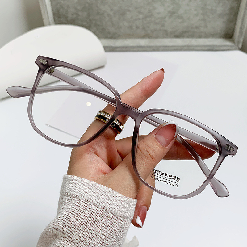 New Square Frame Tr Retro Glasses Frame Xiaohongshu Ins Anti-Blue Light Frame Flat Myopia Glasses for Men and Women 7165