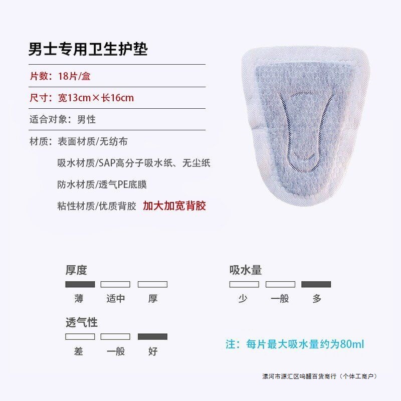 Dry Guard Men's Adult Sanitary Napkin Pads Men's Private Parts Breathable Auntie No Moisture