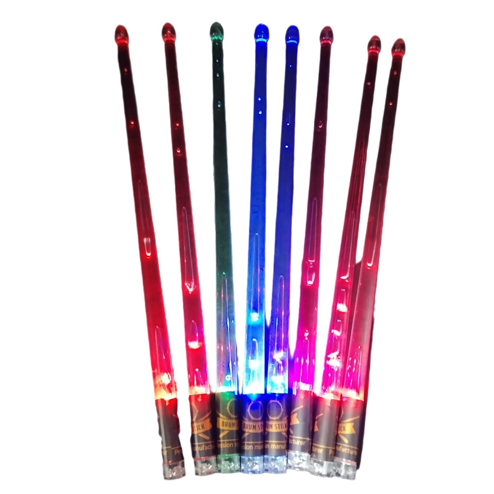Led Multi-Color Rechargeable Drum Sticks Vibrating Luminous Drum Sticks with Switch USB Charging Multi-Color Change Polymer Resistant to Knocking