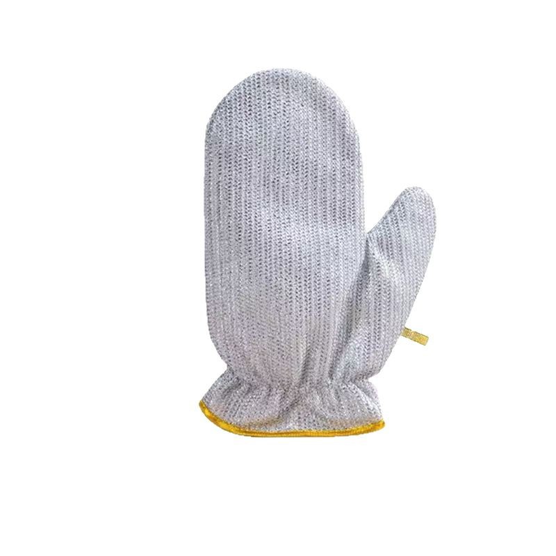 Steel Wire Waterproof Kitchen Dishwashing Brush Pot Silver Filament Decontamination Artifact No Injury Coated Hand Guard Heat Insulation Gloves Layered