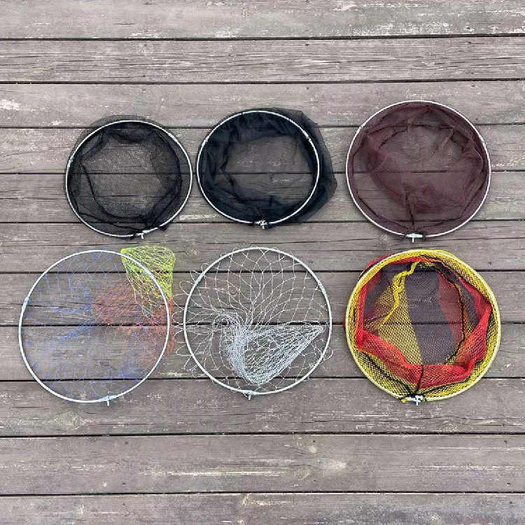 Stainless steel copy net head big eye color silk folding copy net head fishing gear supplies wholesale woven strong horse net head net bag